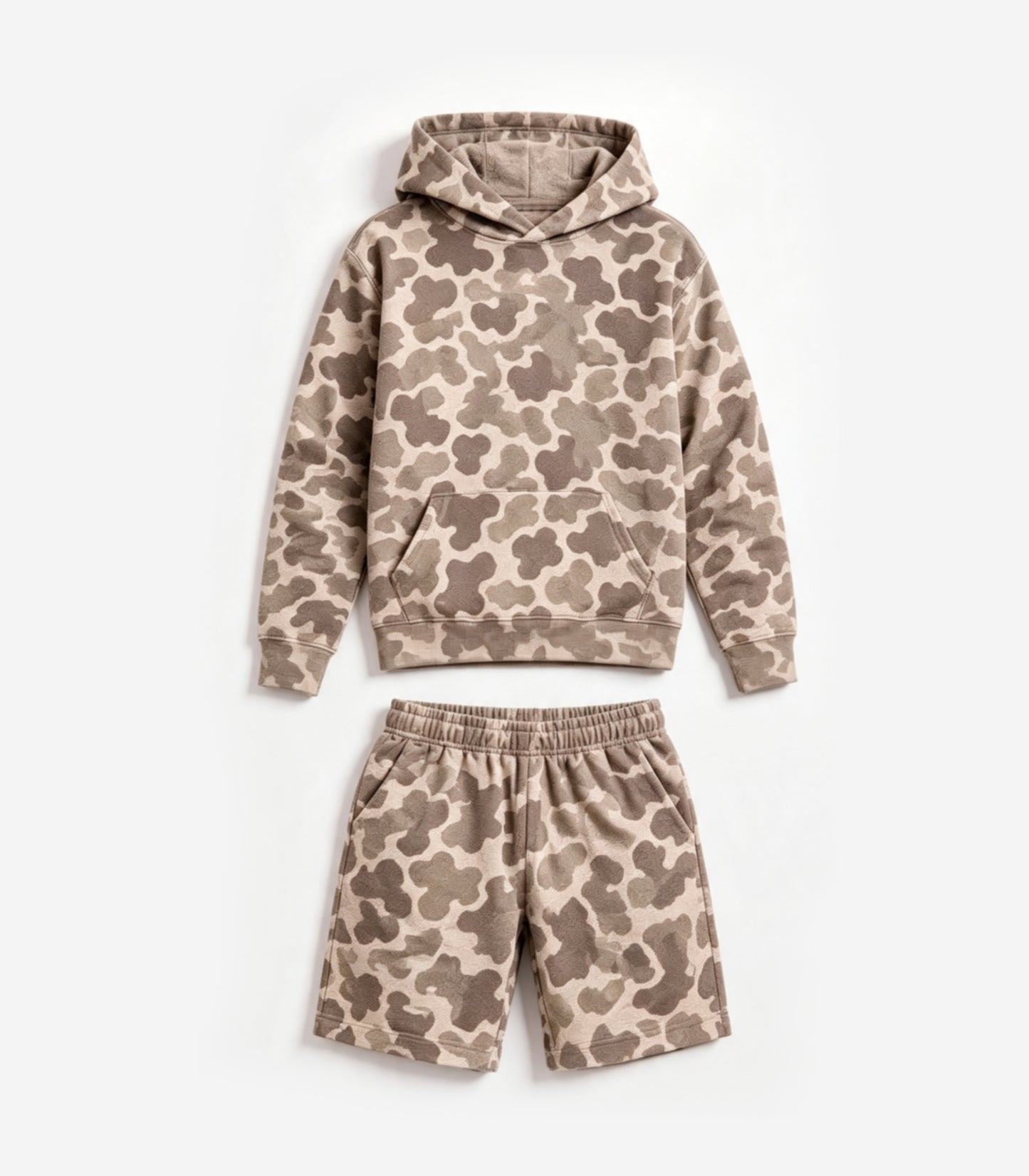 Long sleeves khaki camo hoodie shorts kids boys outfit
