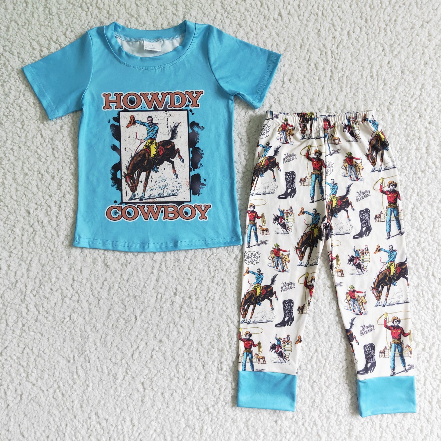 Howdy cowboy boots kids boy clothing set