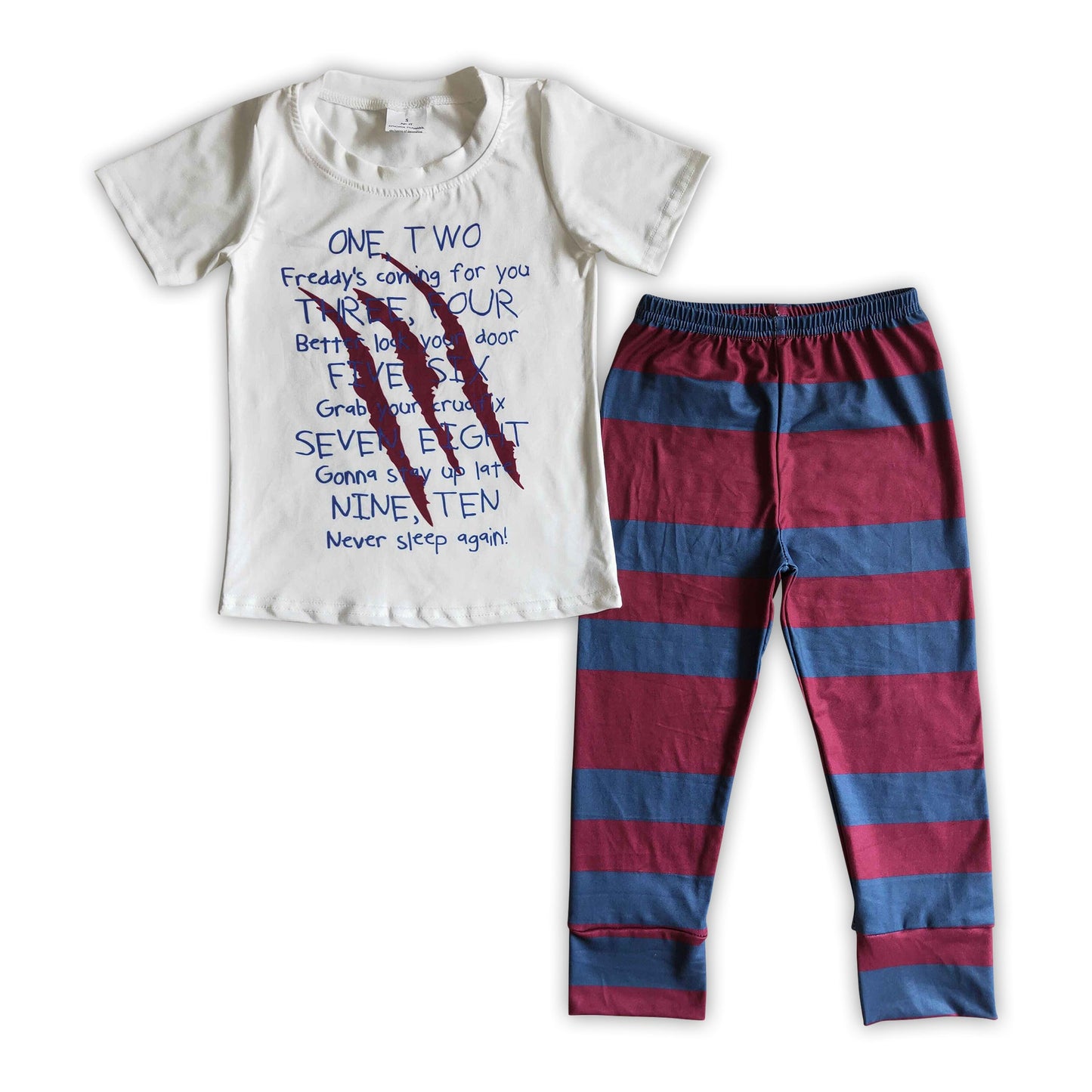 Short sleeves letters shirt stripe pants boy Halloween clothing