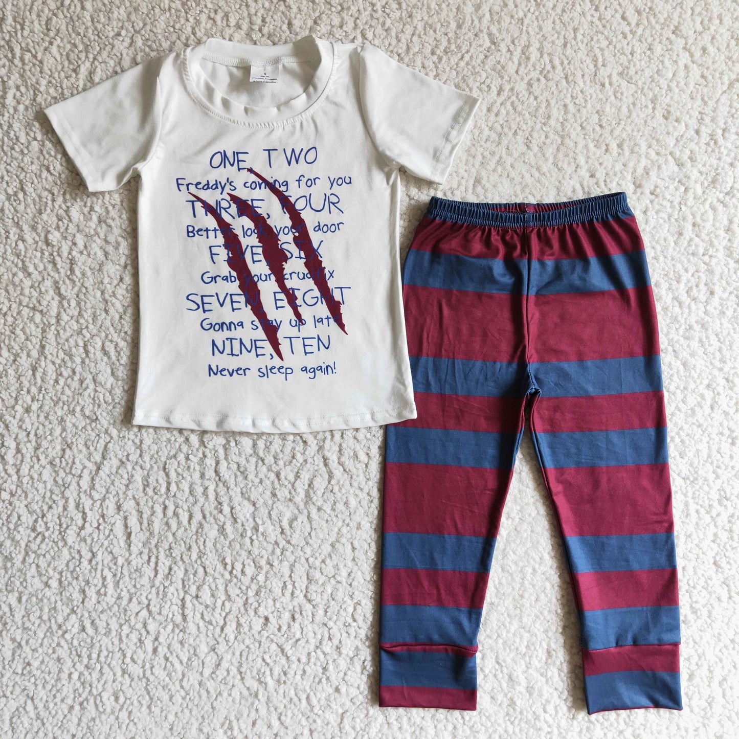 Short sleeves letters shirt stripe pants boy Halloween clothing