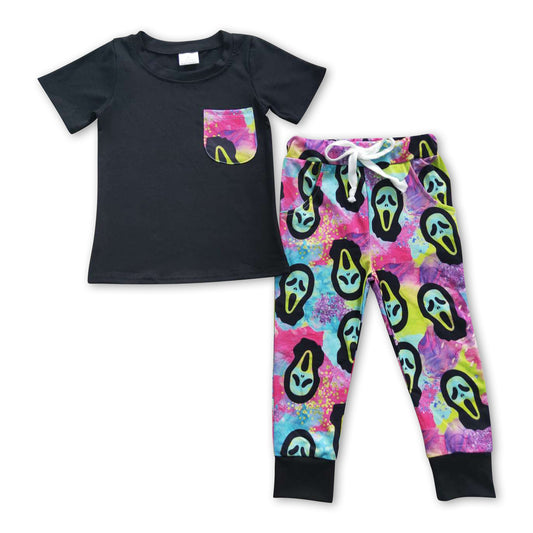 Black top tie dye scream pants boys Halloween clothes