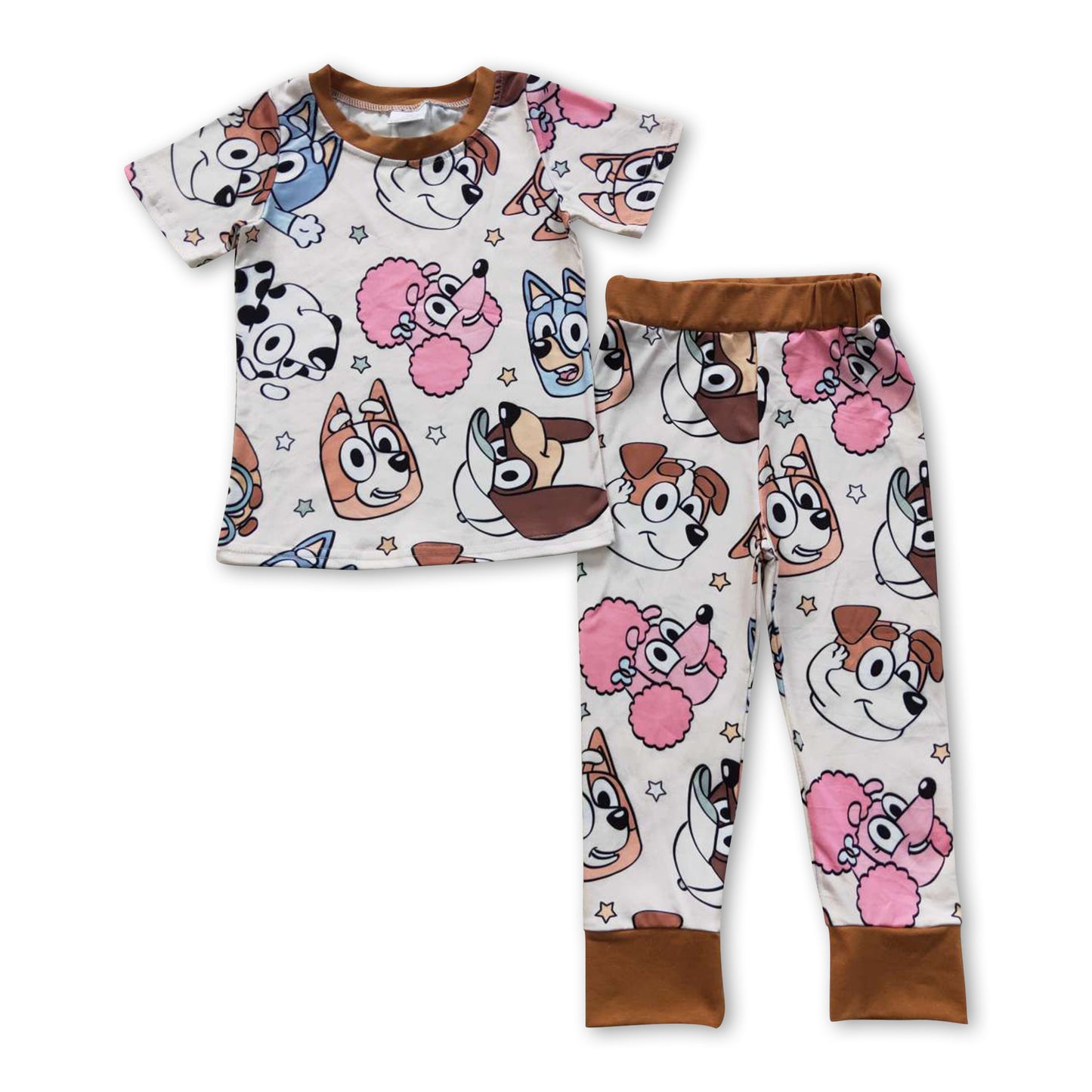 Short sleeves dogs kids boy pajamas