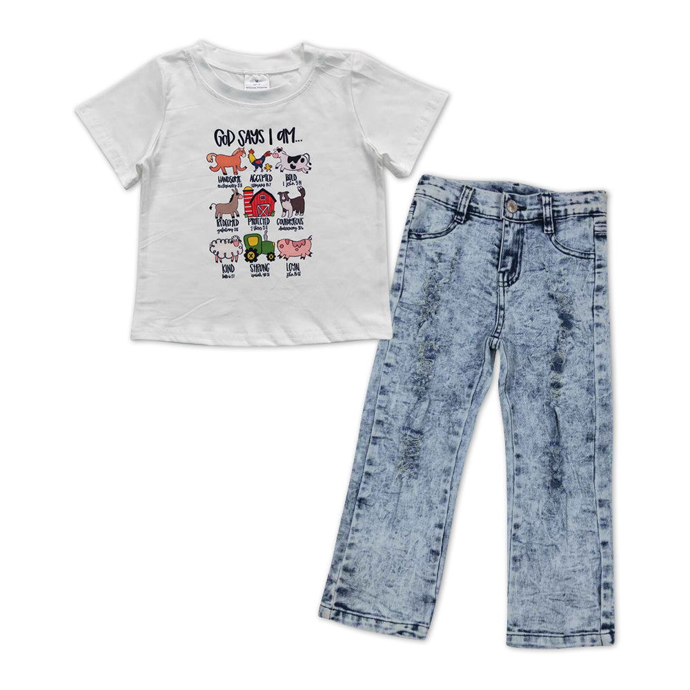 God says I'm shirt jeans kids boy clothes