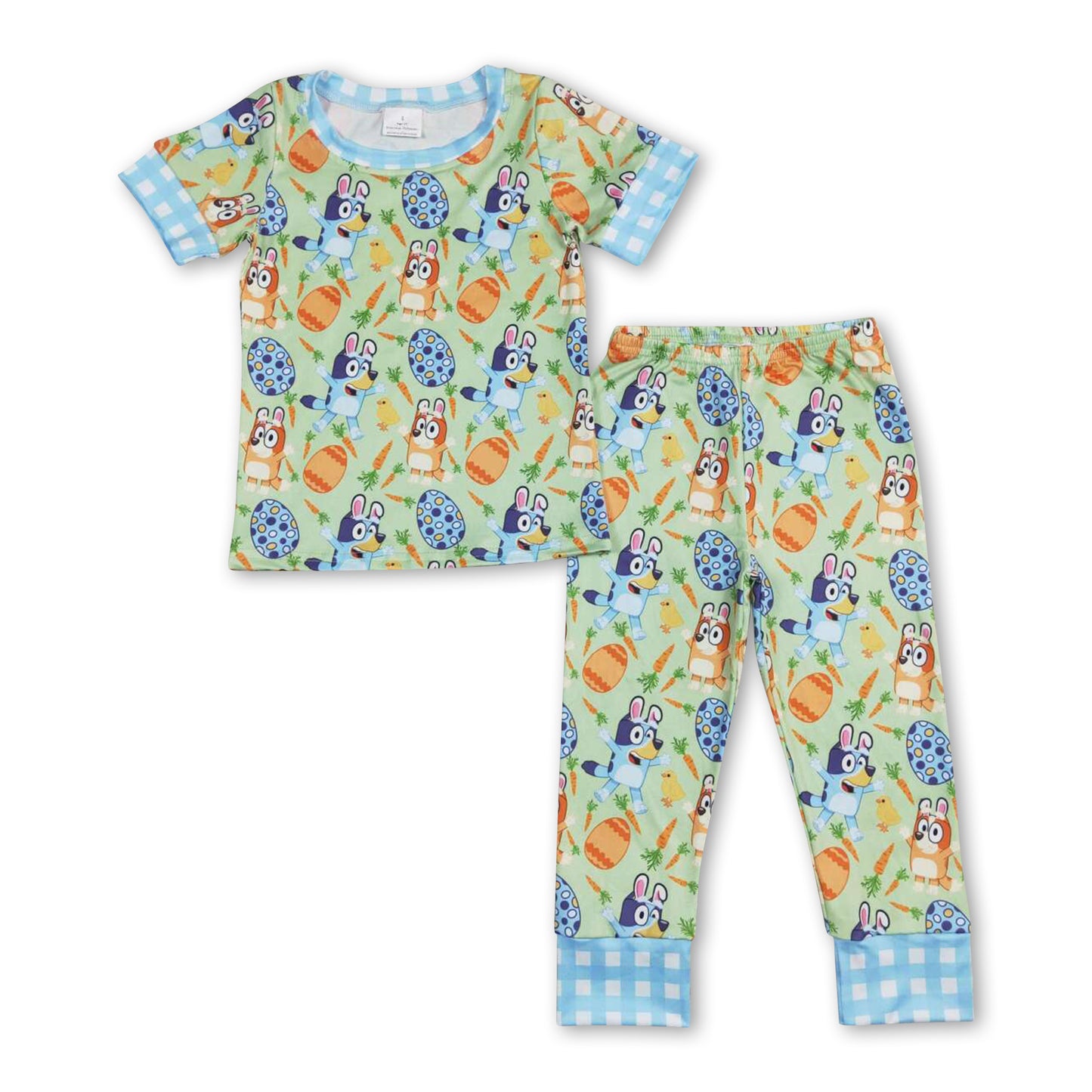 Short sleeves egg carrot dog kids boys easter pajamas