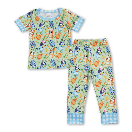 Short sleeves egg carrot dog kids boys easter pajamas