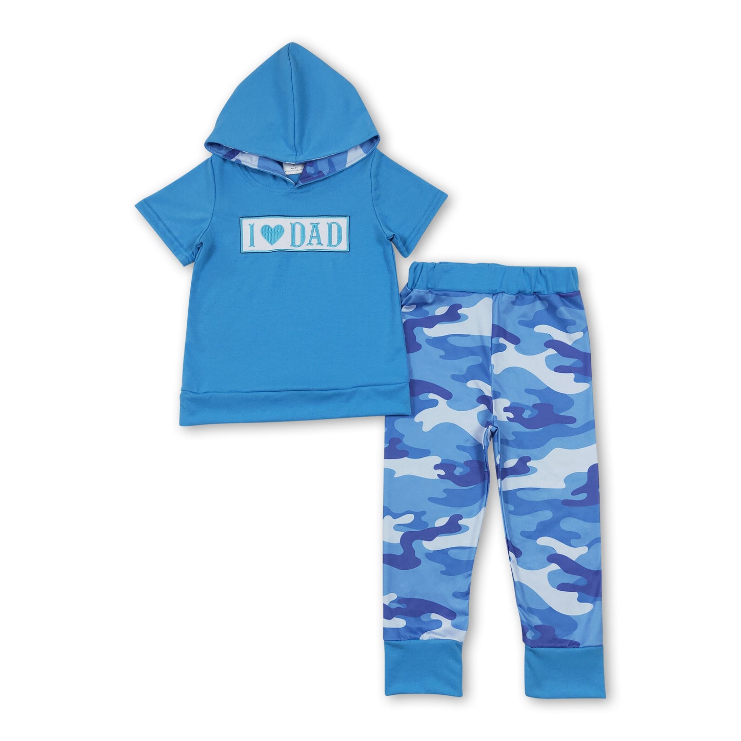 Blue I love DAD hoodie camo pants kids boys outfits