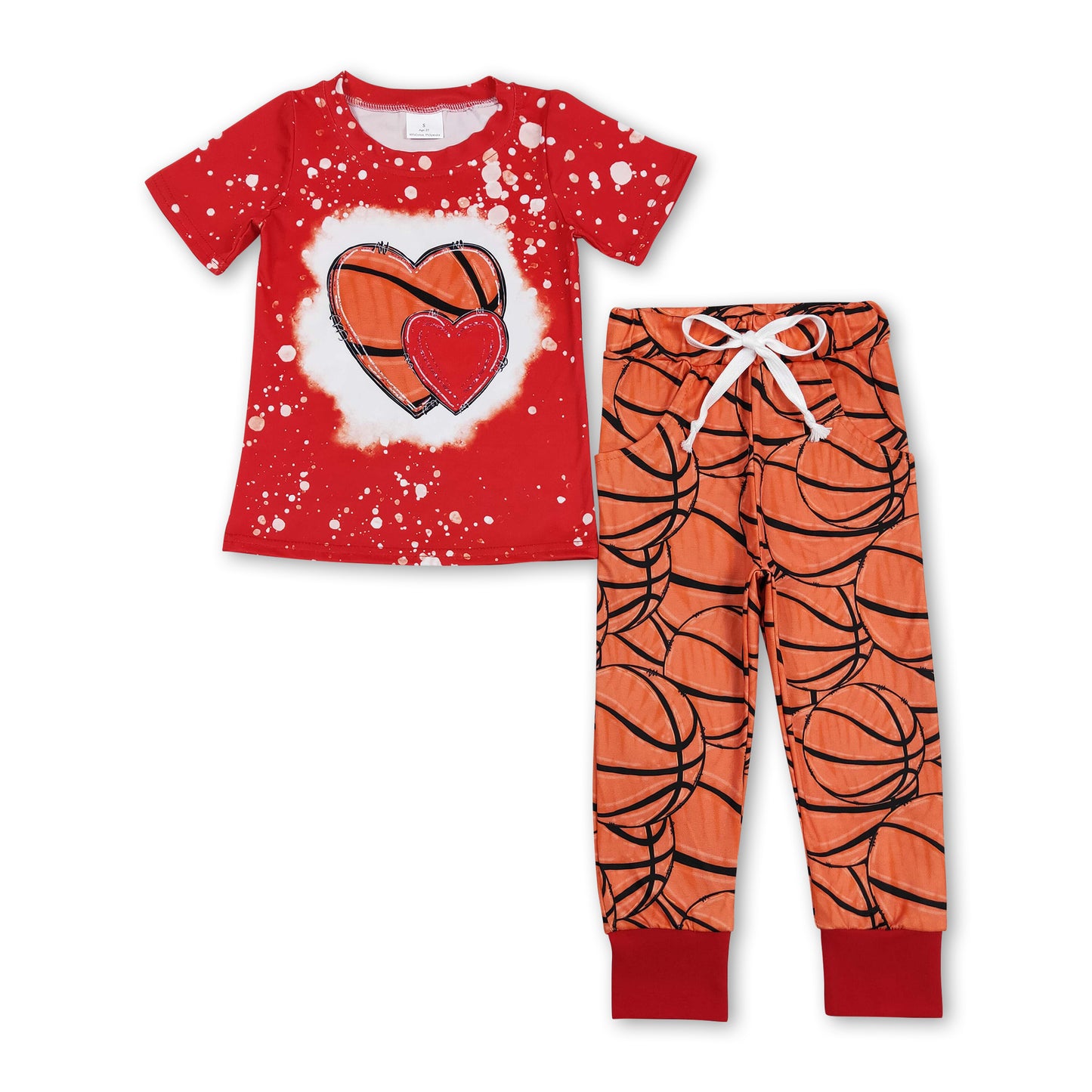 Basketball heart top pants kids boys clothing