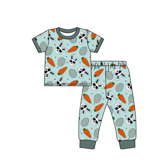 Short sleeves carrot eggs bunny kids boys easter pajamas