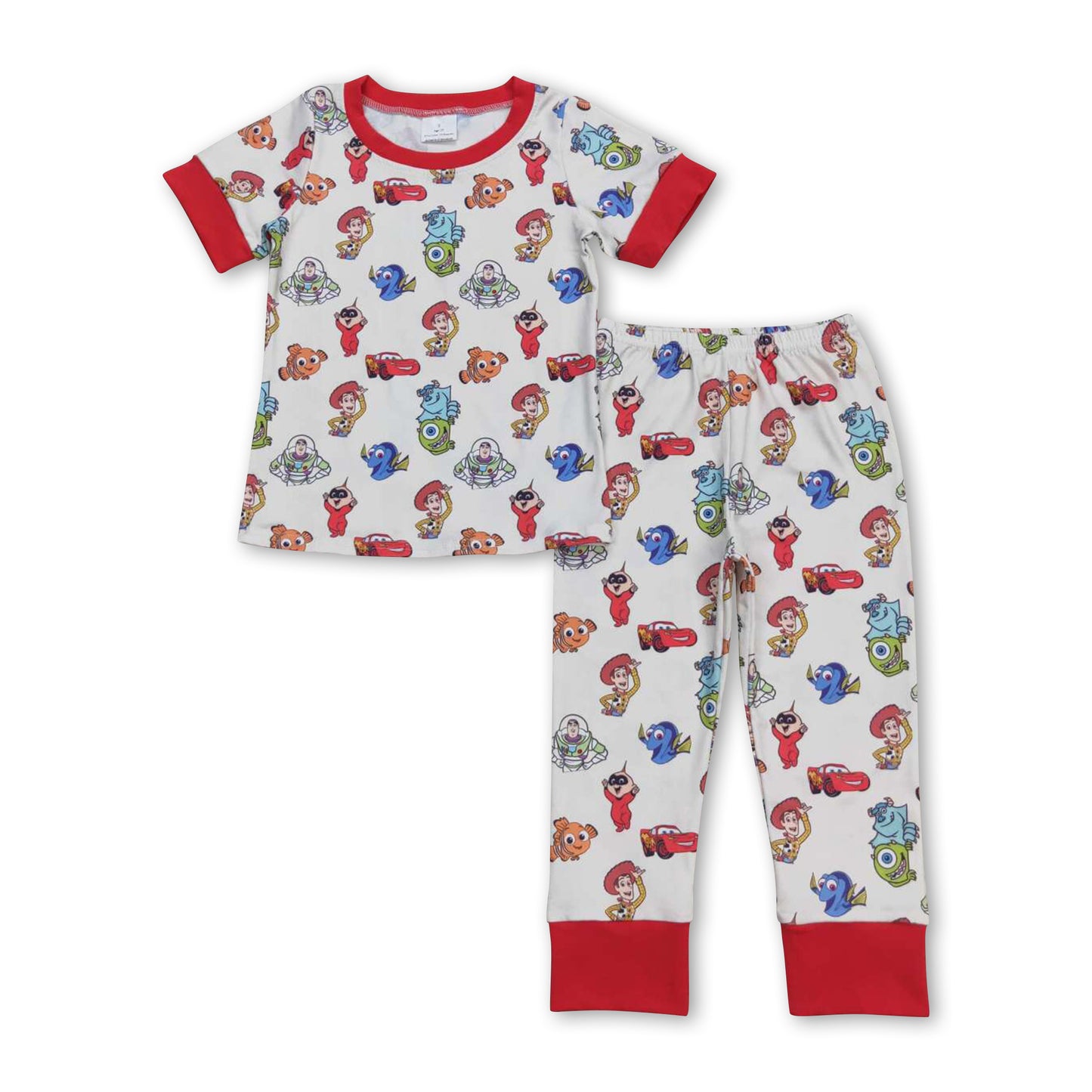 Short sleeves red toy kids boys pajamas