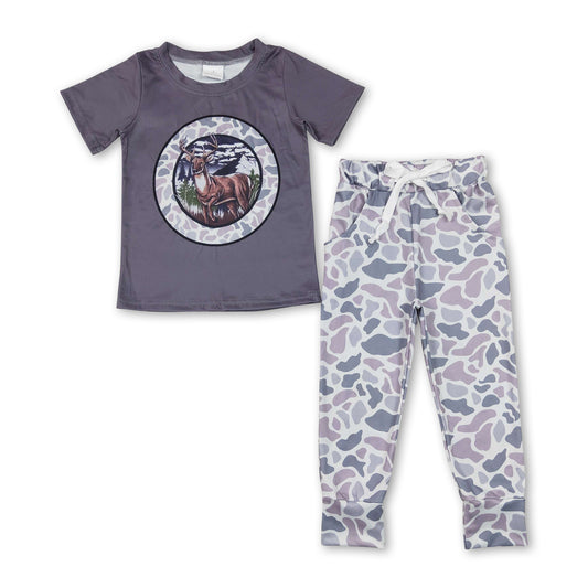 Grey deer top camo pocket pants boys clothing