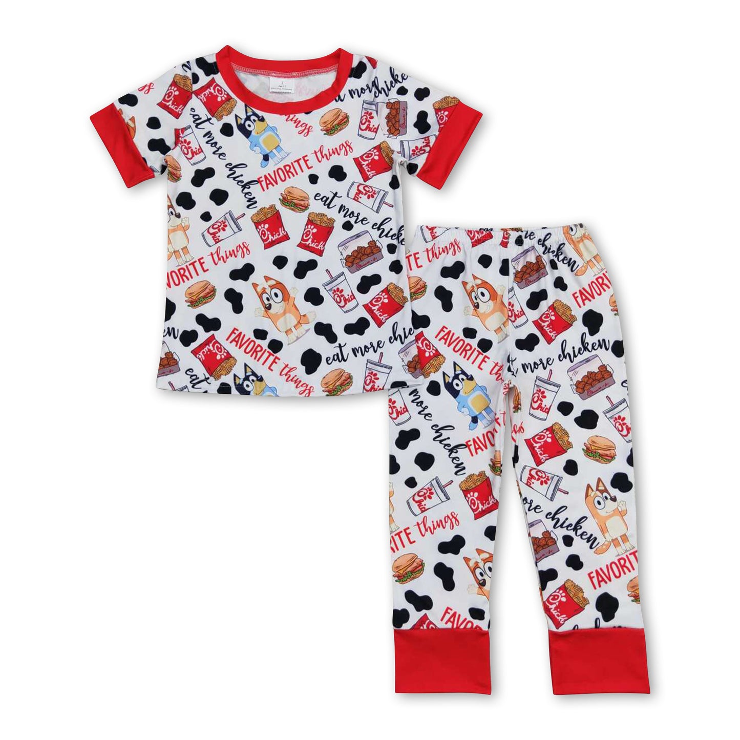 Short sleeves favorite things fries dog kids boys pajamas