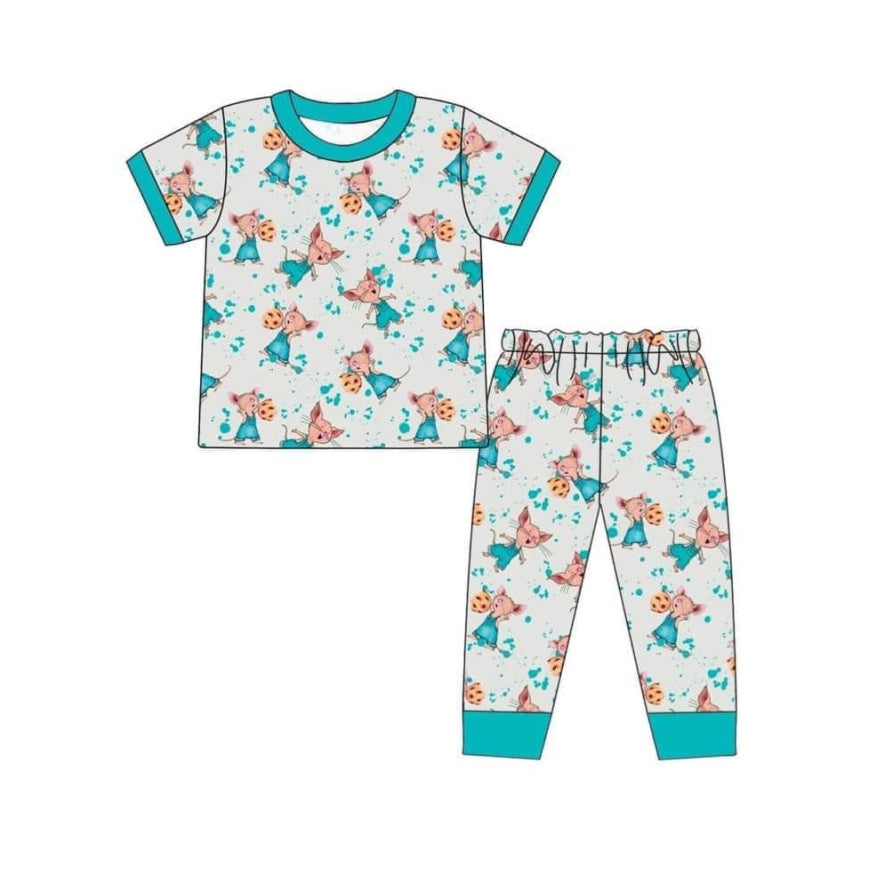 Short sleeves mouse print baby boys pajamas