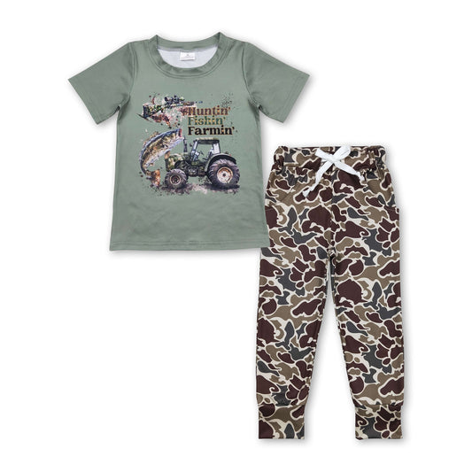 Huntin' Fishin' Farmin' top camo pants boys clothes