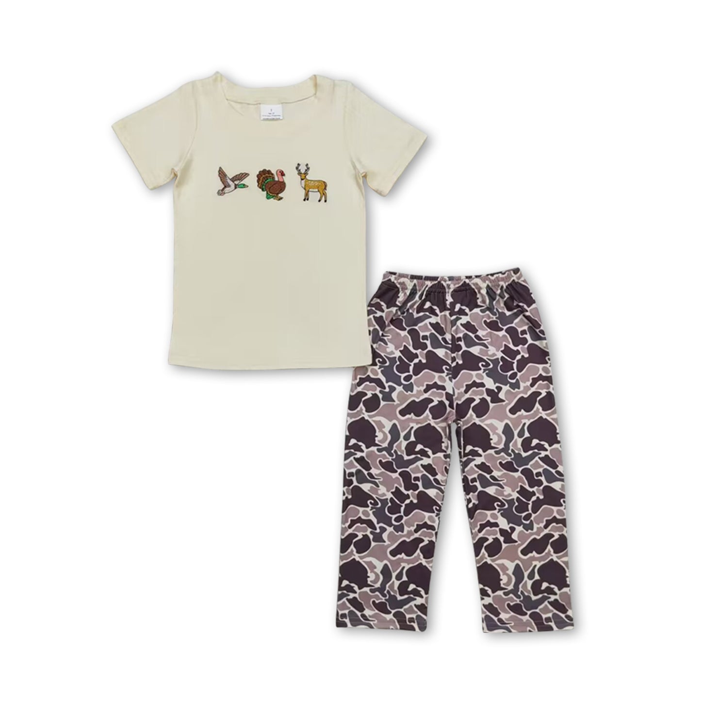 Duck turkey deer top camo pants kids boys outfits