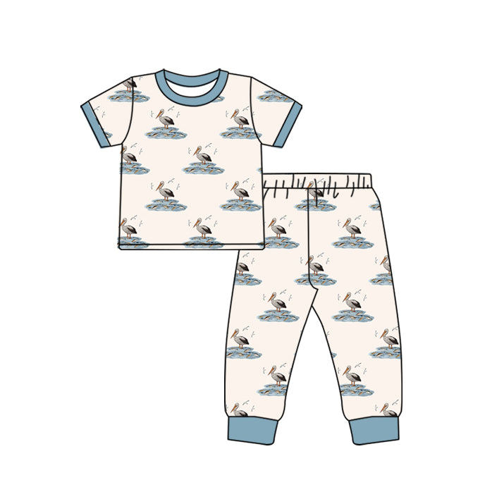 Short sleeves light blue pelican kids boys pajamas