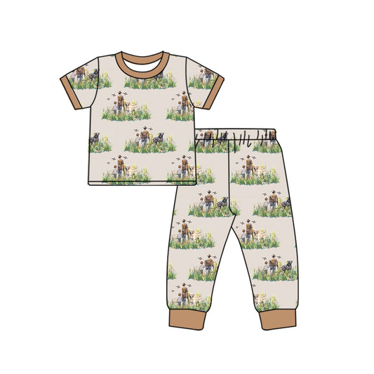 Short sleeves hunting dog kids boys pajamas