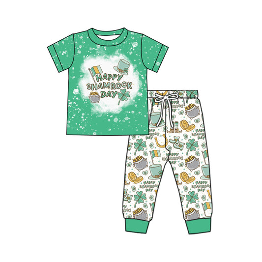 Happy shamrock day top pants boys St Patrick's outfits