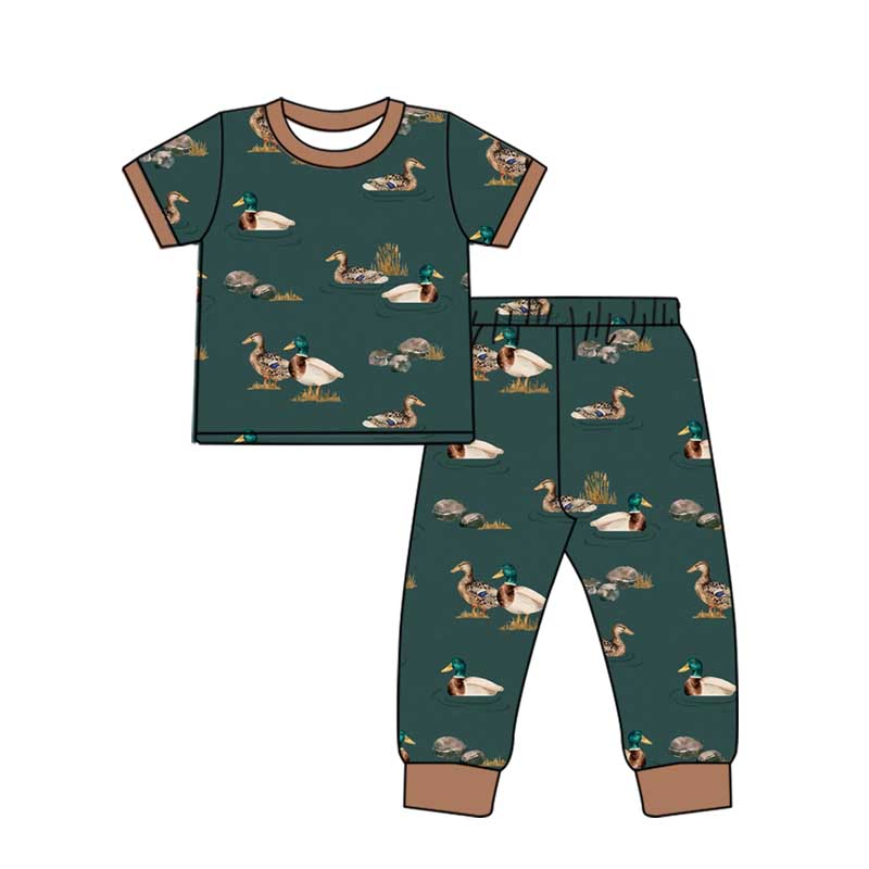 Brown short sleeves duck kids boys pajamas