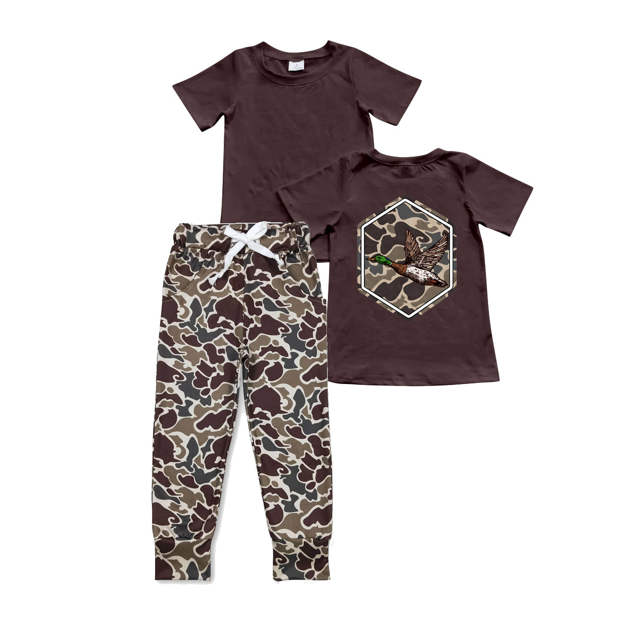 Brown camo duck top pants kids boys clothing