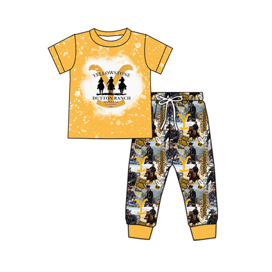 Short sleeves yellow bleached singer boys clothing