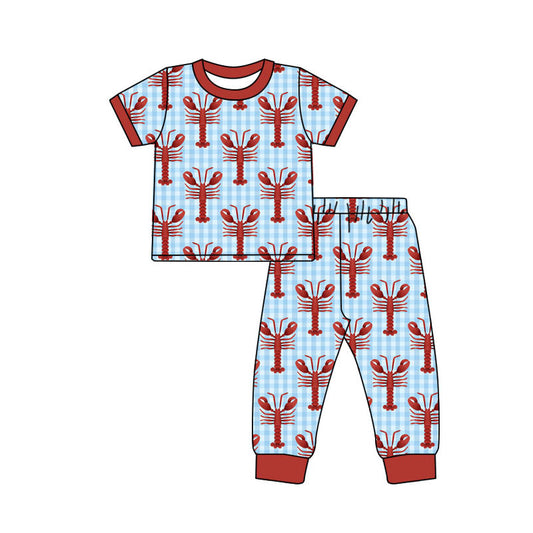 blue plaid red crab boy outfits