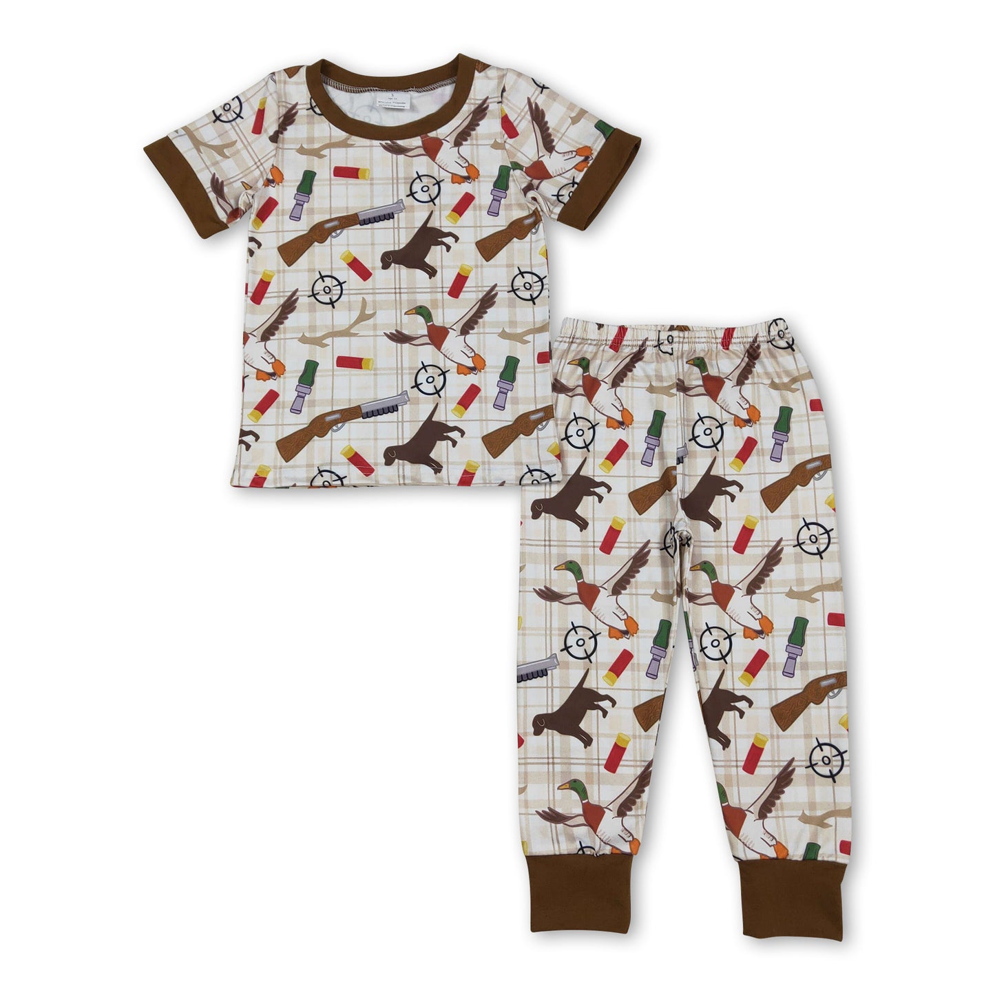 Short sleeves duck call dog kids boys pajamas