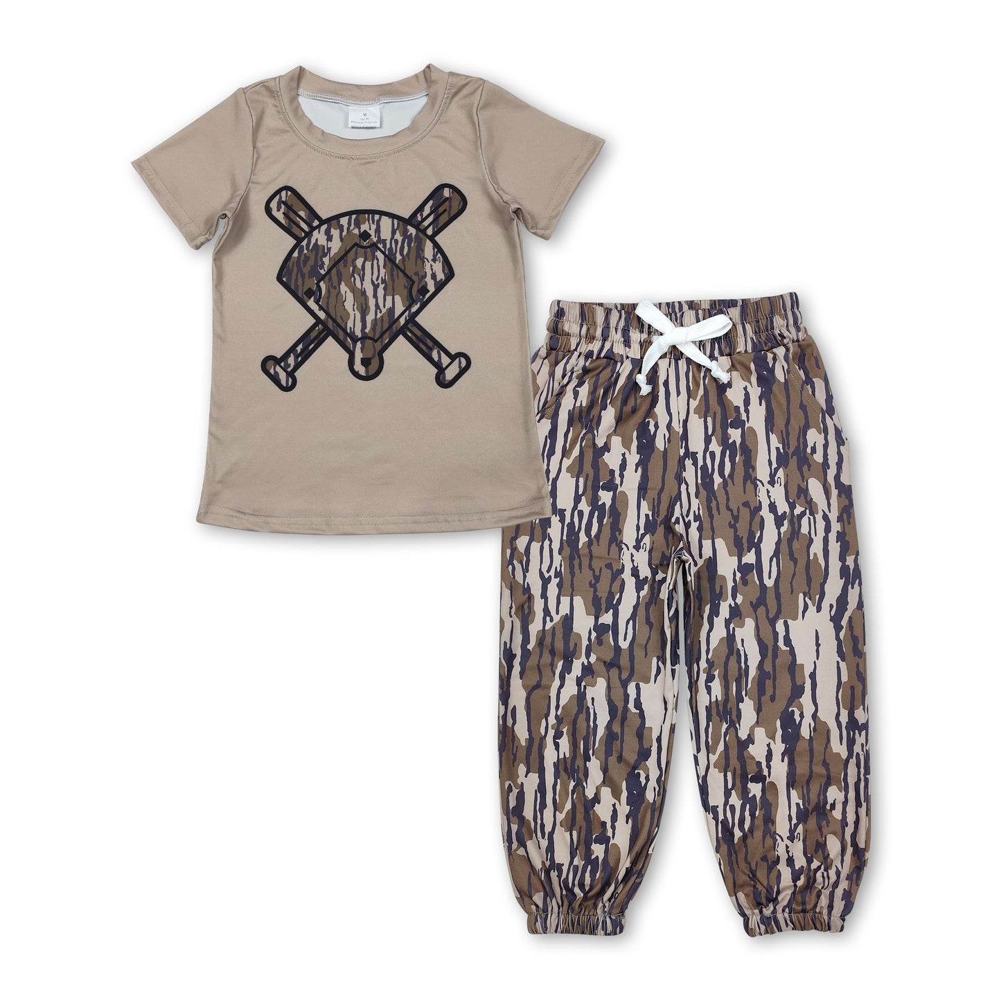 Short sleeves olive camo golf top pants kids outfits