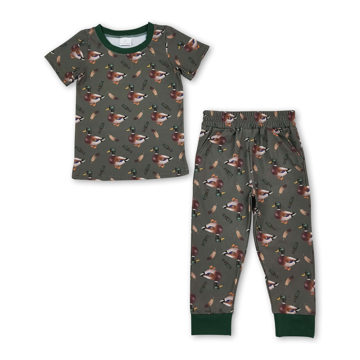 Short sleeves duck call hunting kids boys pajamas