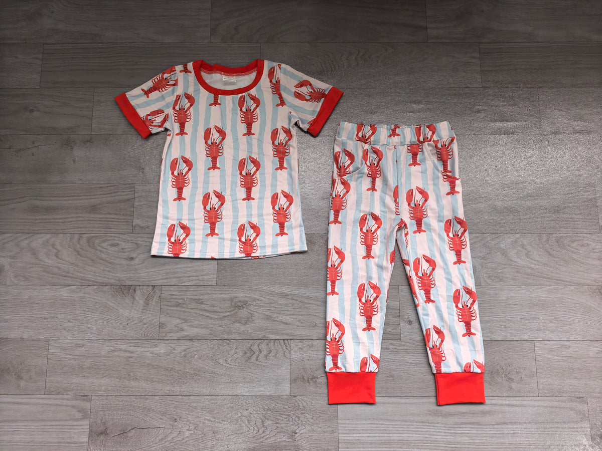 Short sleeves crawfish top pants boys pajamas set