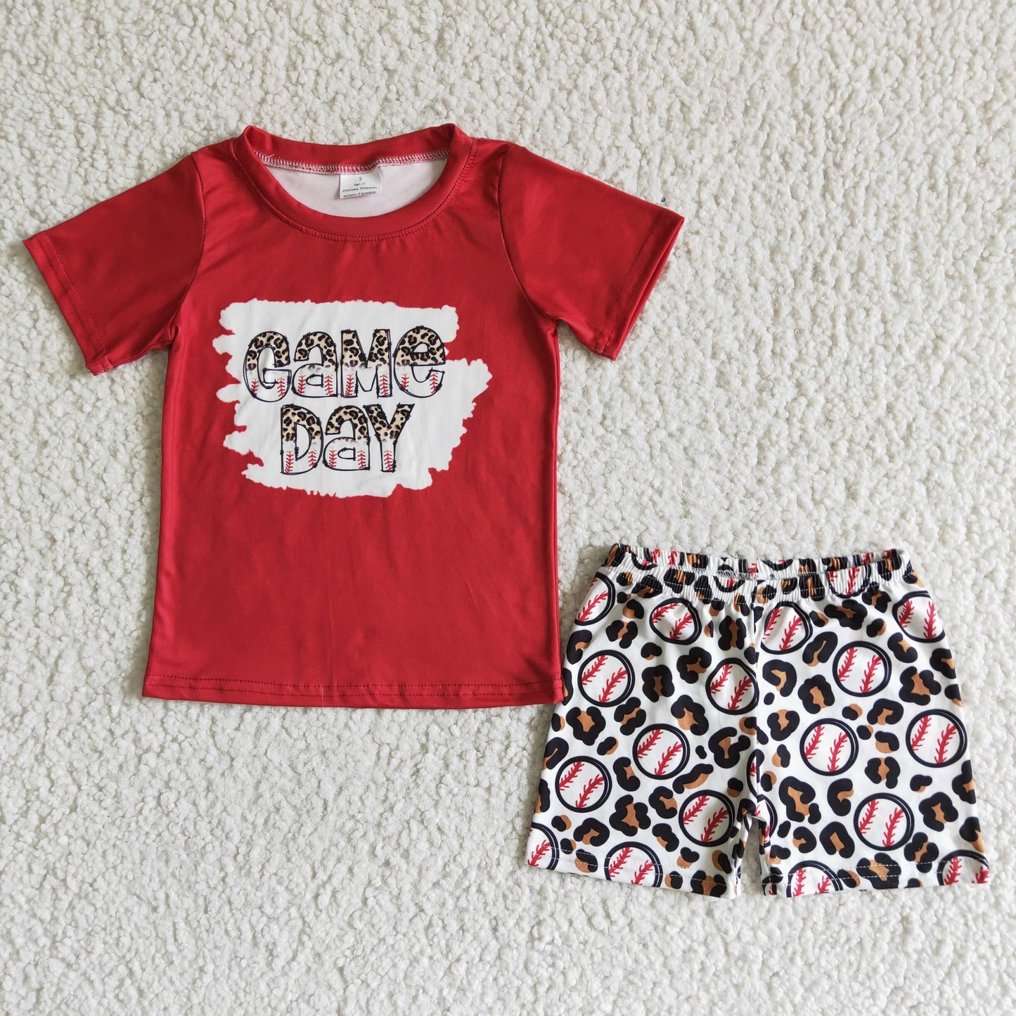 Game day shirt baseball leopard shorts boy outfits