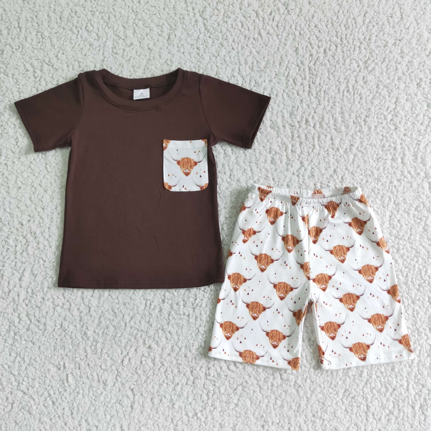 Highland cow pocket kids boy clothing set