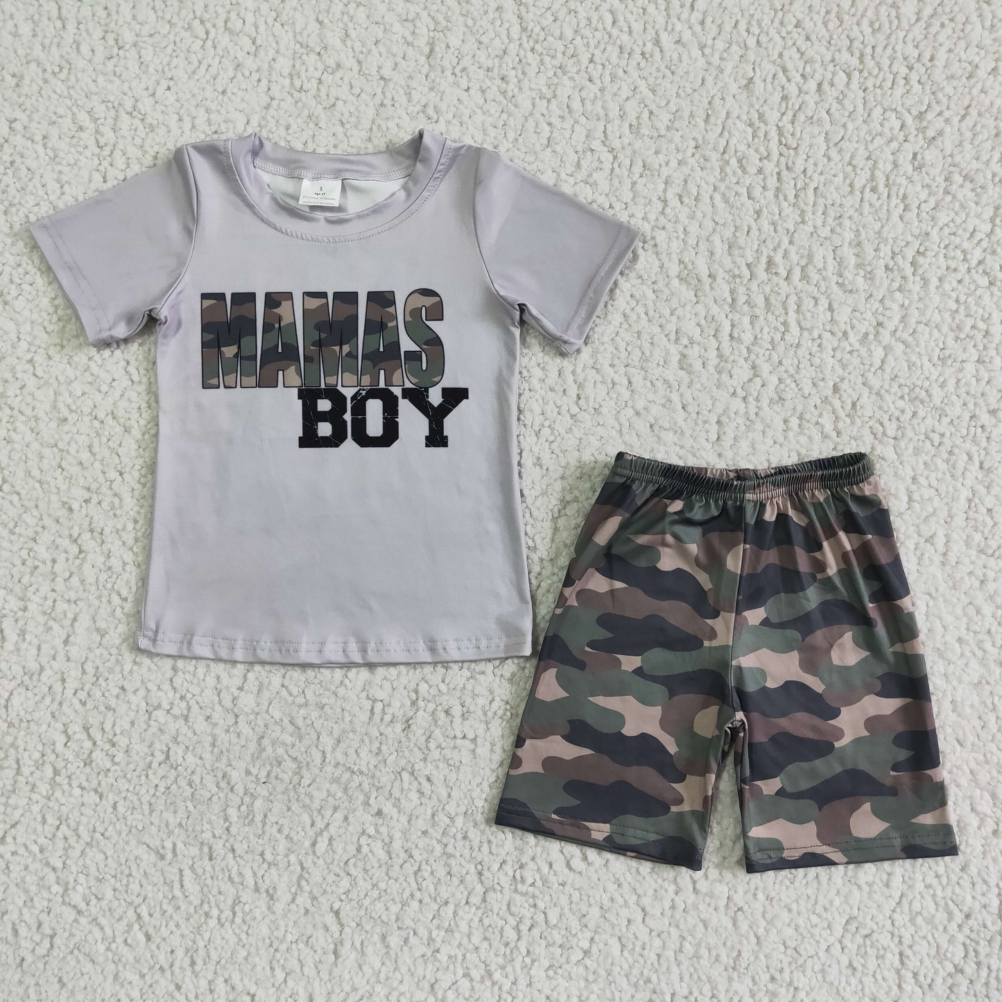 Mama's boy shirt camo shorts boy summer clothes