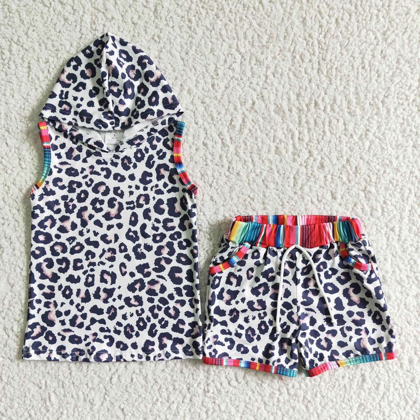 Leopard serape baby girls hoodie outfits