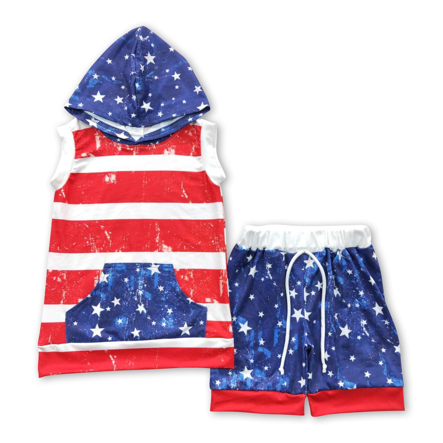 Stripe stars sleeveless kids boy 4th of july outfits