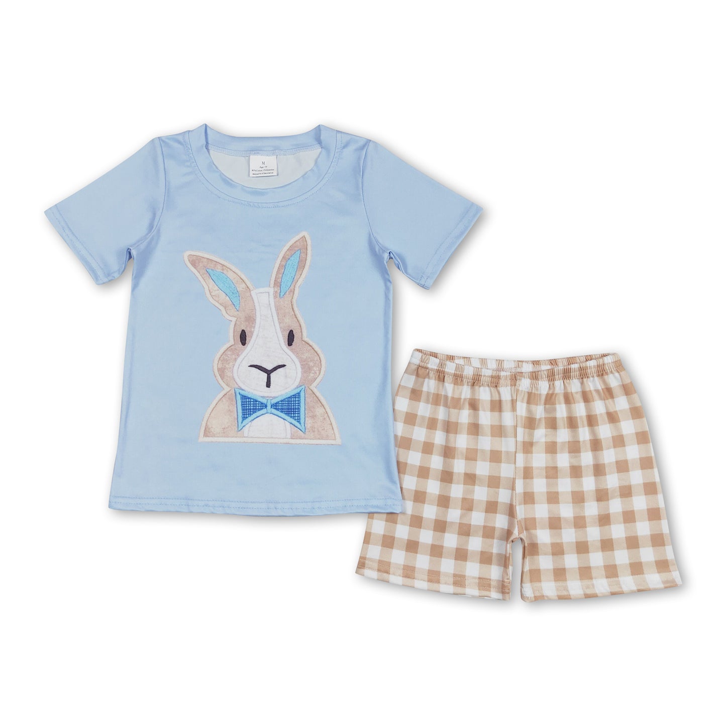 Short sleeves rabbit top plaid shorts boy easter clothes