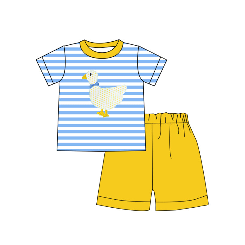 Chicken stripe short sleeves shirt shorts boy clothes