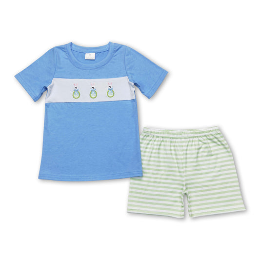 Bunny eggs top stripe shorts boys easter outfits