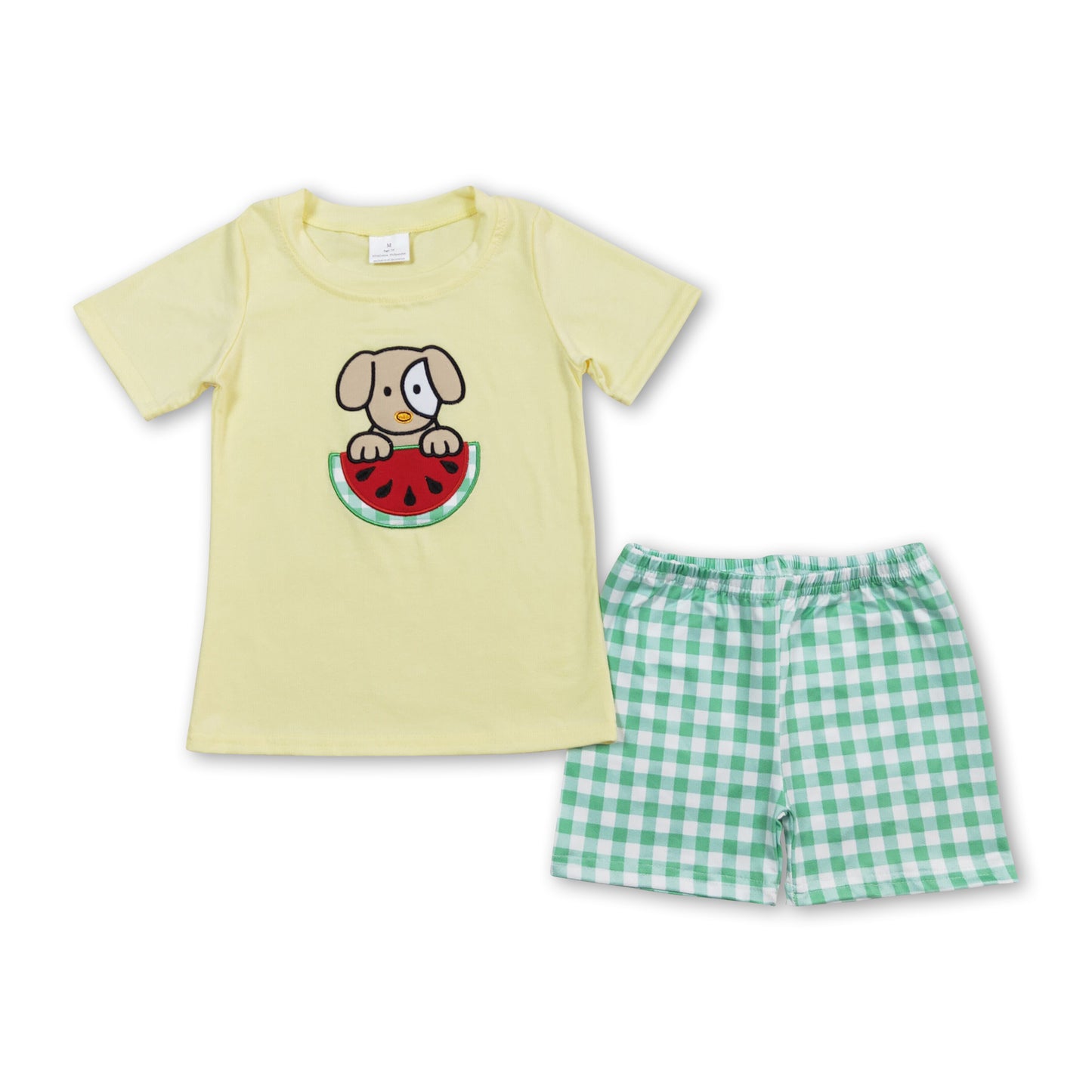 Dog watermelon top green shorts boys summer outfits