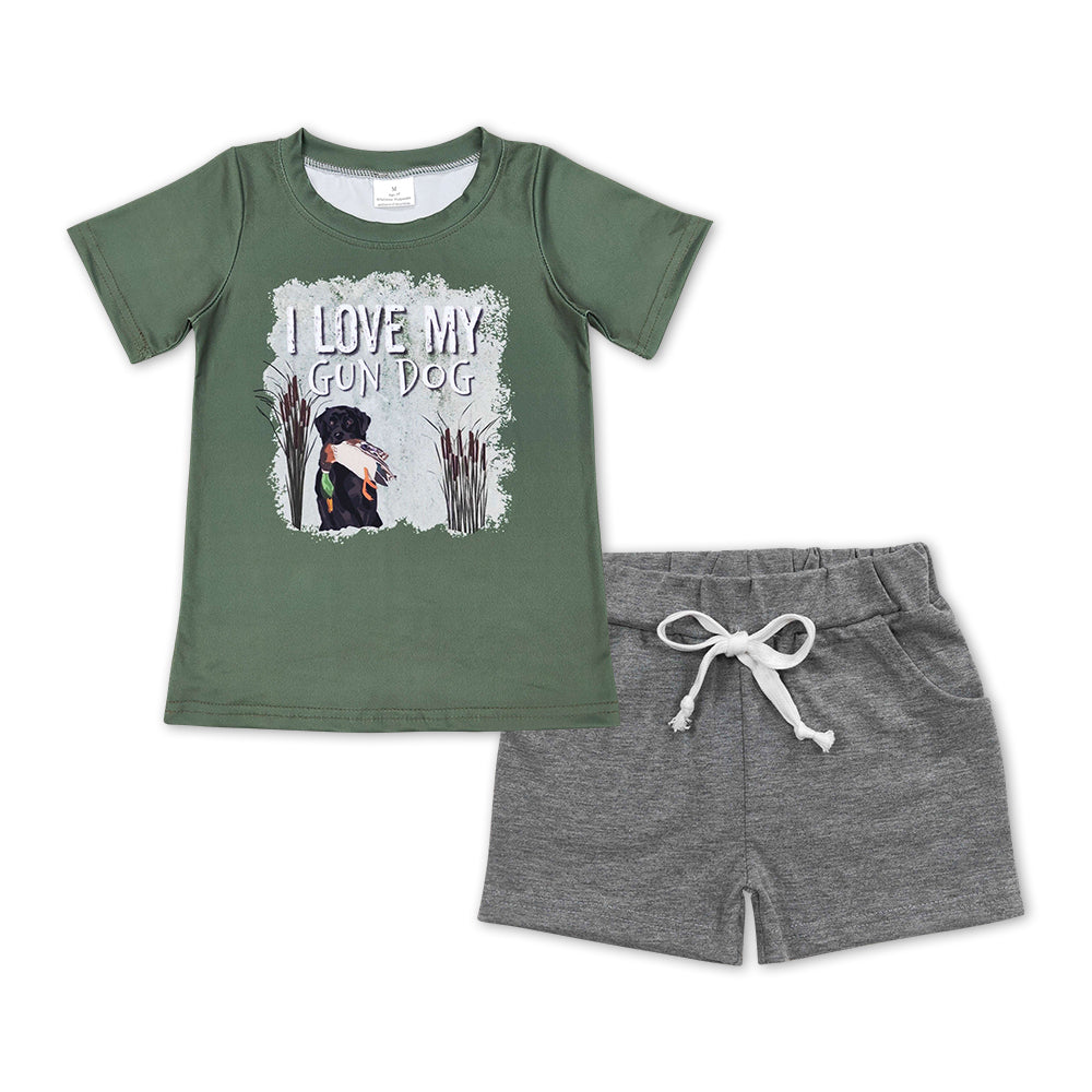 I love my dog top grey shorts boys summer outfits