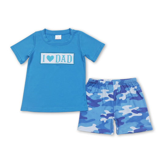 I love DAD top camo shorts boys summer clothes