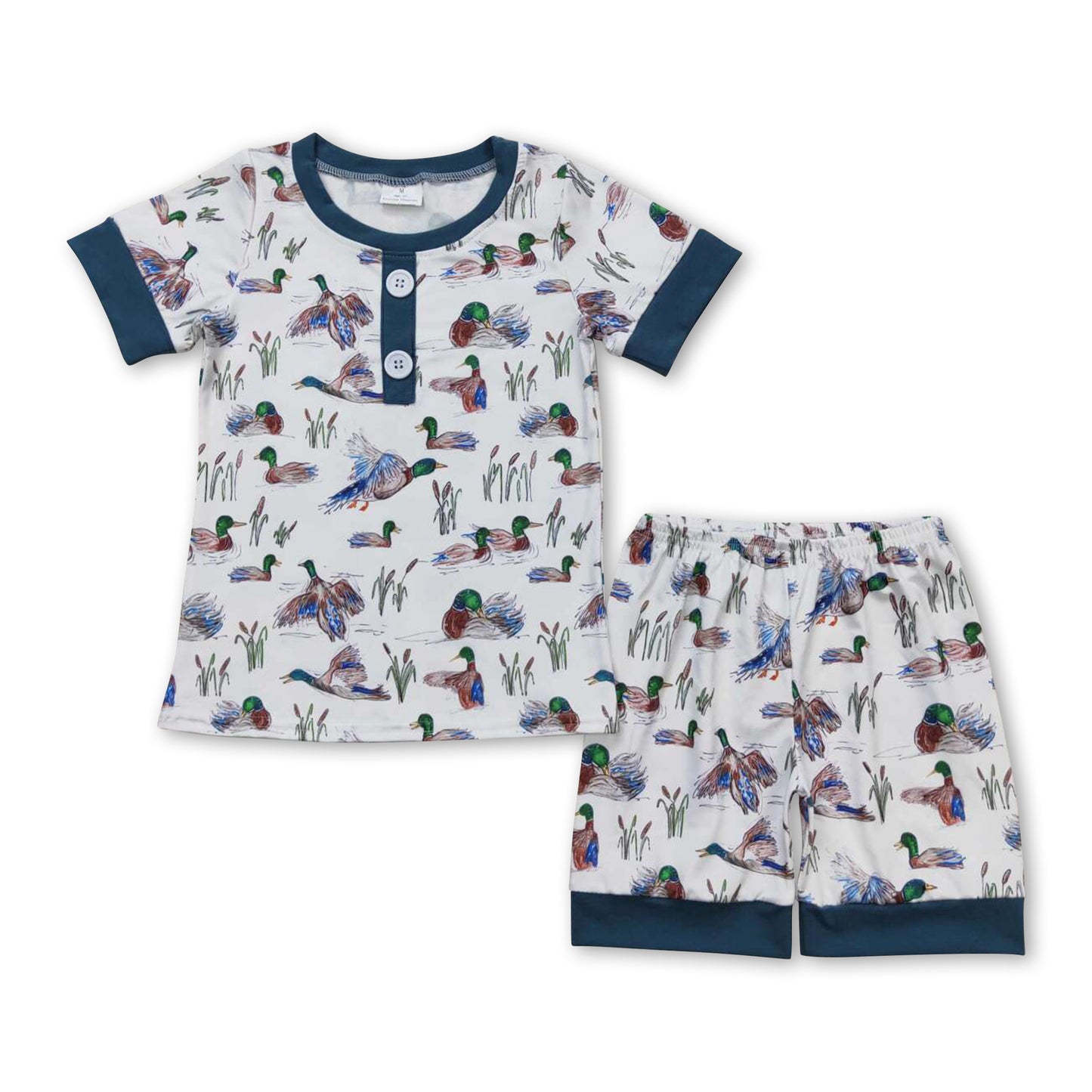 Short sleeves duck top shorts kids boys summer clothes