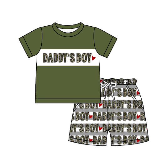 Daddy's boy top stripe shorts childrern clothing set