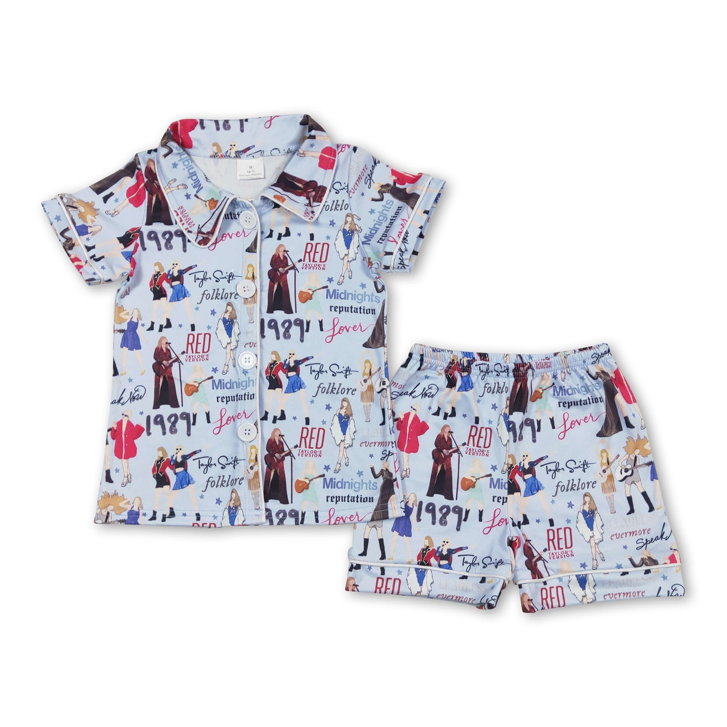 Short sleeves singer ears kids button down pajamas