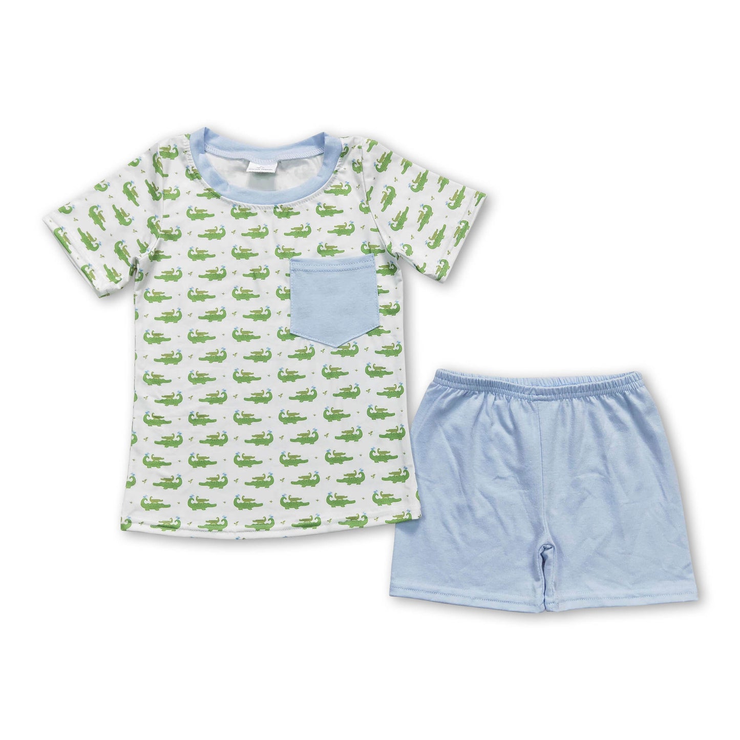 Crocodile pocket top shorts boys summer clothing