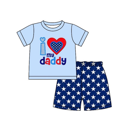 I love my daddy top stars shorts boys outfits