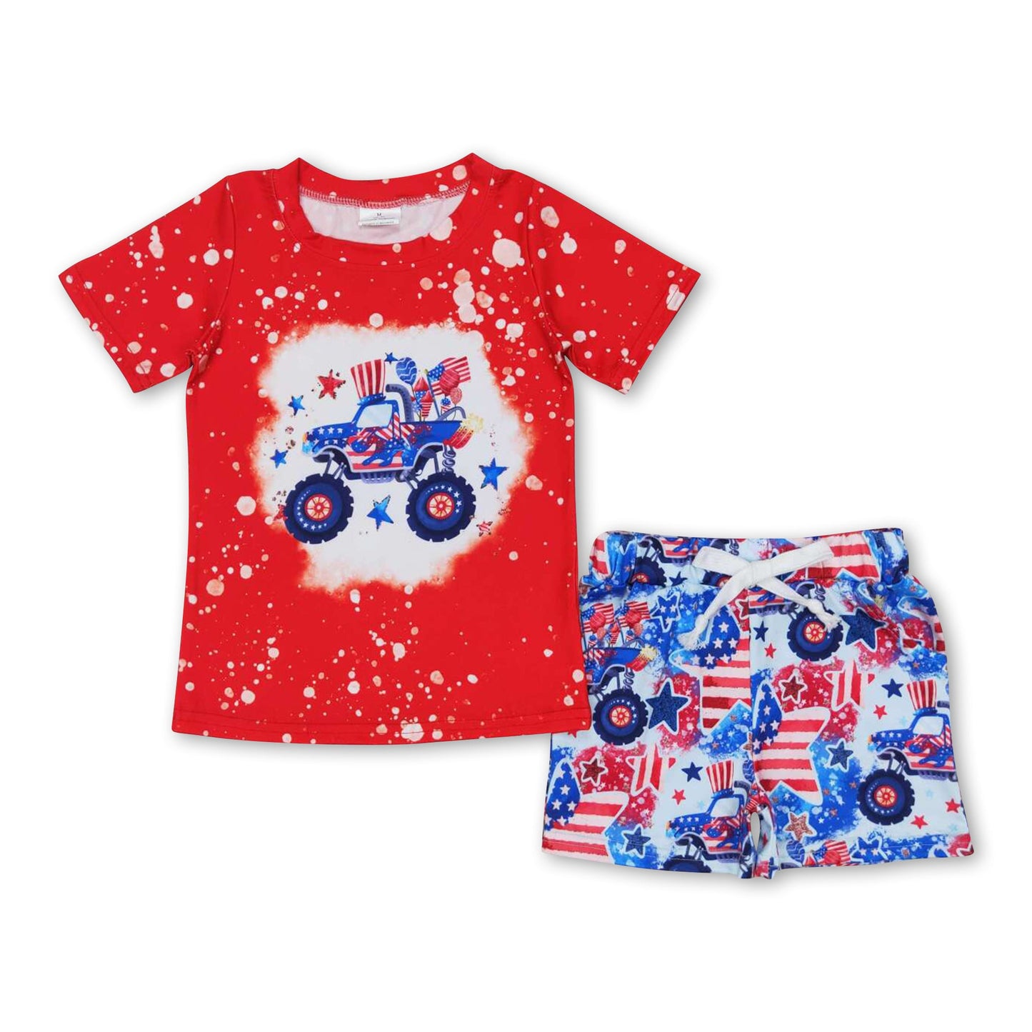 Stars balloon flag truck kids boys 4th of july outfits