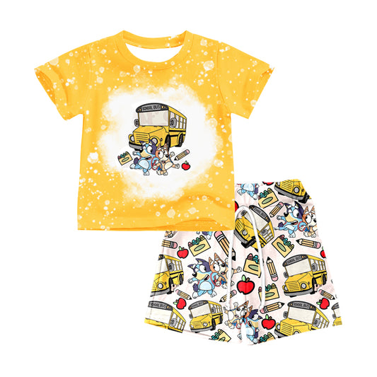 Yellow school bus apple pencil dog boys back to school set