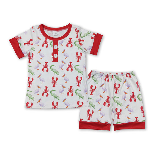 Crawfish duck crocodile kids boys summer pajamas