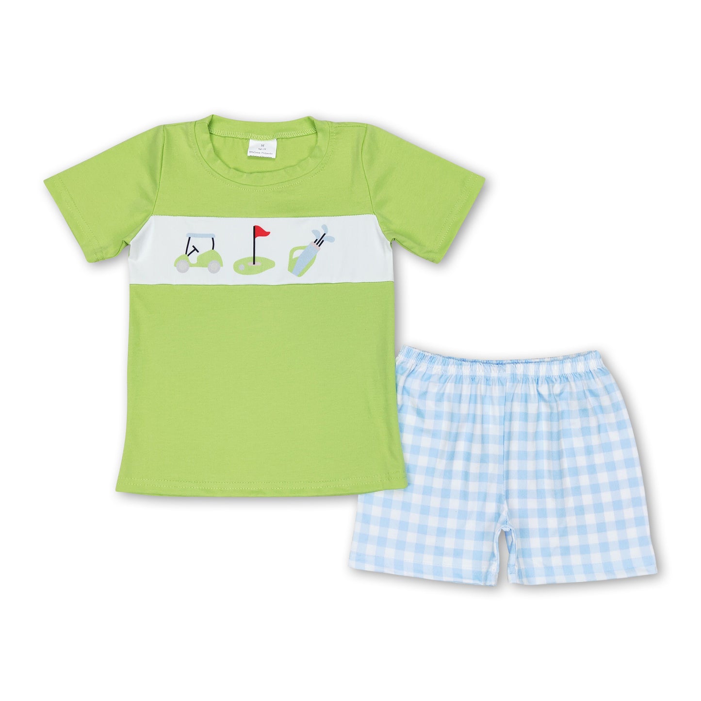 Short sleeves golf top plaid shorts boys clothes