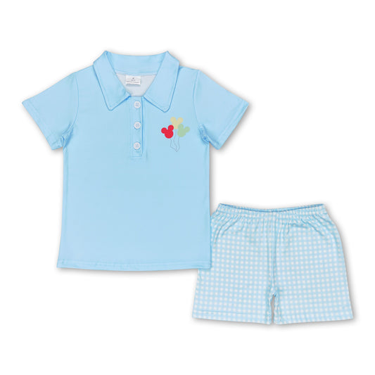 Aqua mouse balloon polo shirt shorts boys summer clothes